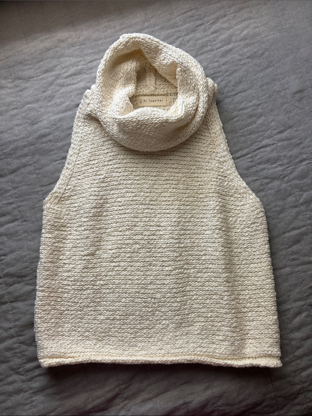 By Together Cream Sleeveless Cowl Neck Knit Shell